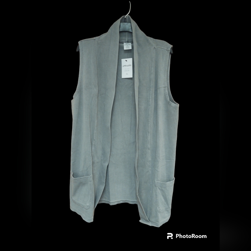NWT Armadio Gray Corduroy Tunic Vest (w/pockets) Size XL